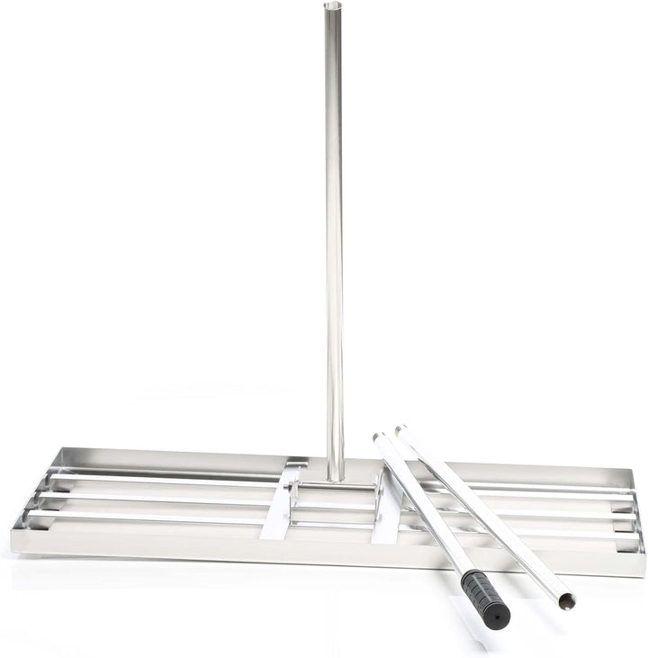 Wiltec Edelstahl Rasenrakel mit Stiel Grösse XL, Flächenebner 26 x 100 x 2,8 cm Unebenheiten im Rase