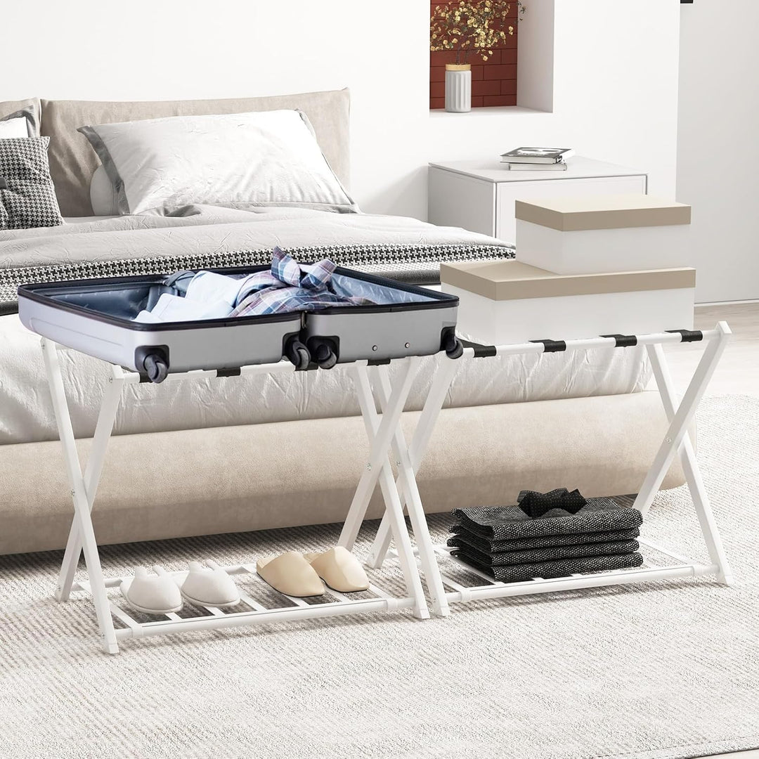 COSTWAY Kofferständer klappbar, Gepäckablage mit 2-Stöckiger Design, Kofferbock Gepäckständer Metall