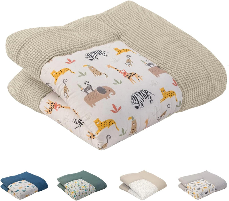 ULLENBOOM® Baby Krabbeldecke 100x100 cm gepolstert - Sand-Savanne (Made in EU) - Krabbeldecke für Ba