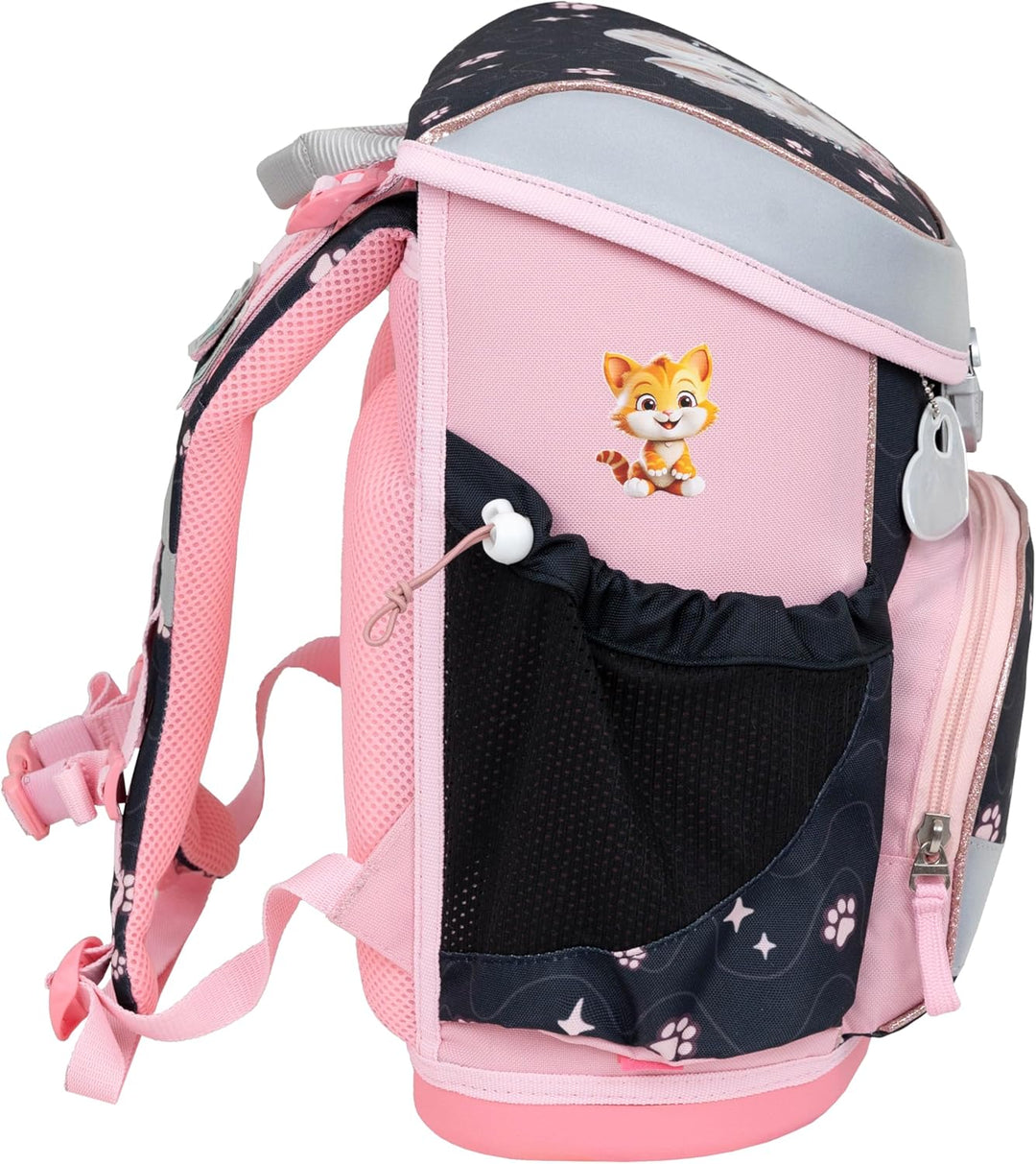Belmil Mini-Fit Schulranzen Set 4 -teilig (405-33/AG/S) (Cute Kitten), Cute Kitten