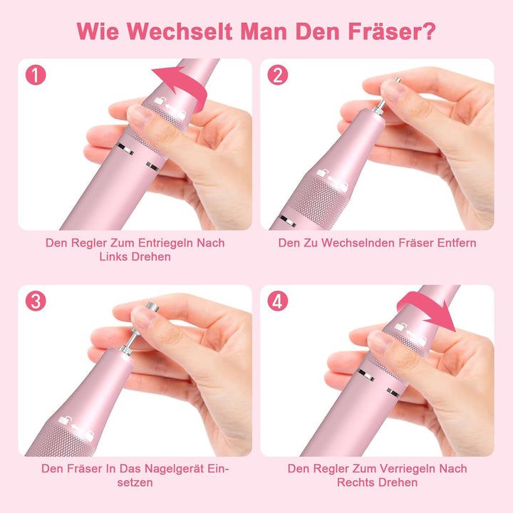 SURFOU Nagelfräser 40000 U/min, Elektrische Nagelfeile Kabellos Wiederaufladbar mit 4000mAh Akku, LC