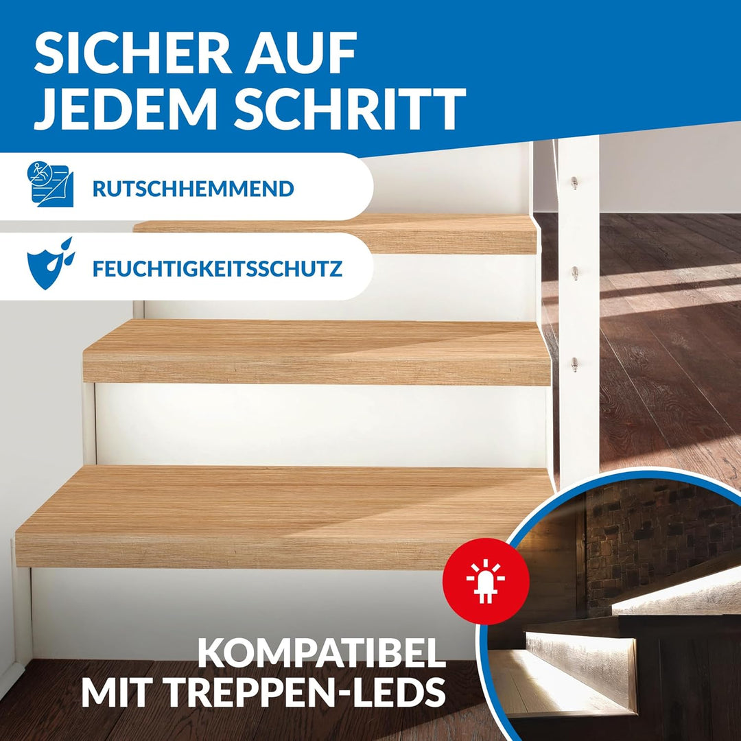 Treppenstufen mit U-Profil [LED-kompatibel] Renovierungsstufen für die Treppe, Laminat-Stufen, Tritt