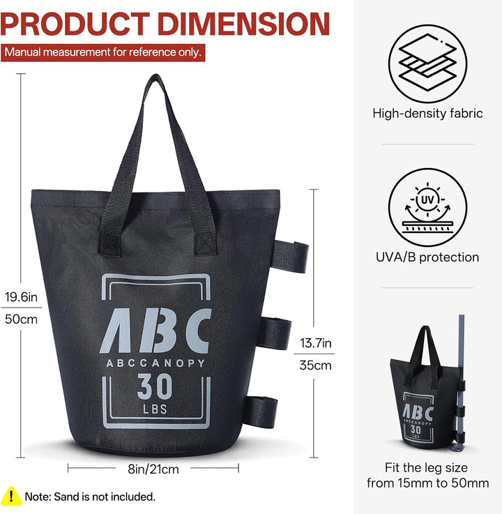 ABCCANOPY Gewicht/Sandsack für Pavillon, 4 Stück, schwarz, Schwarz