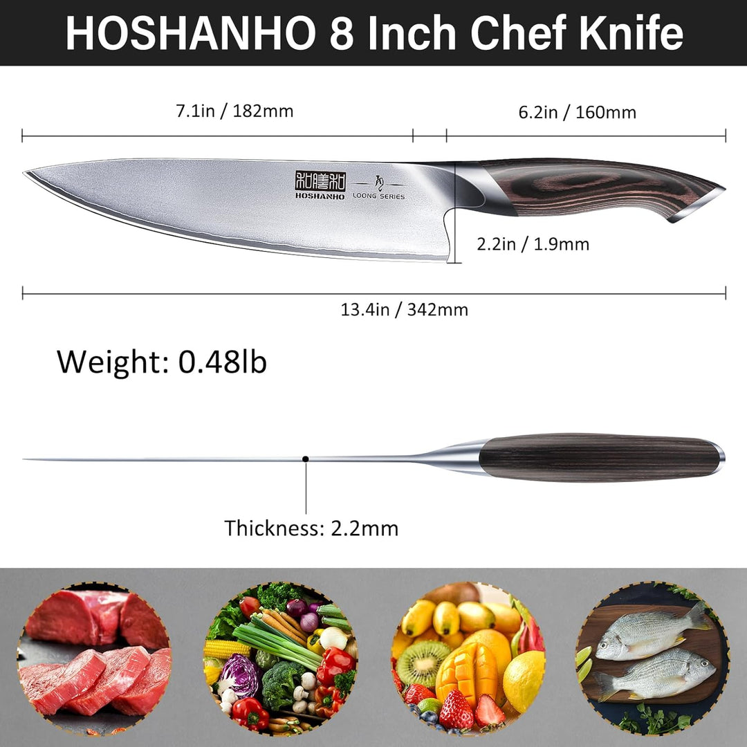 HOSHANHO Japanisches Kochmesser Profi Messer Scharfe Küchenmesser Chefmesser aus Hochwertigem Edelst