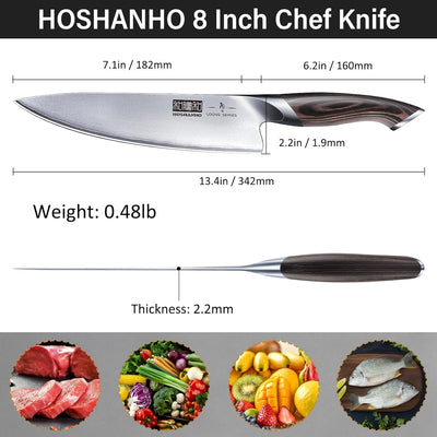HOSHANHO Japanisches Kochmesser Profi Messer Scharfe Küchenmesser Chefmesser aus Hochwertigem Edelst