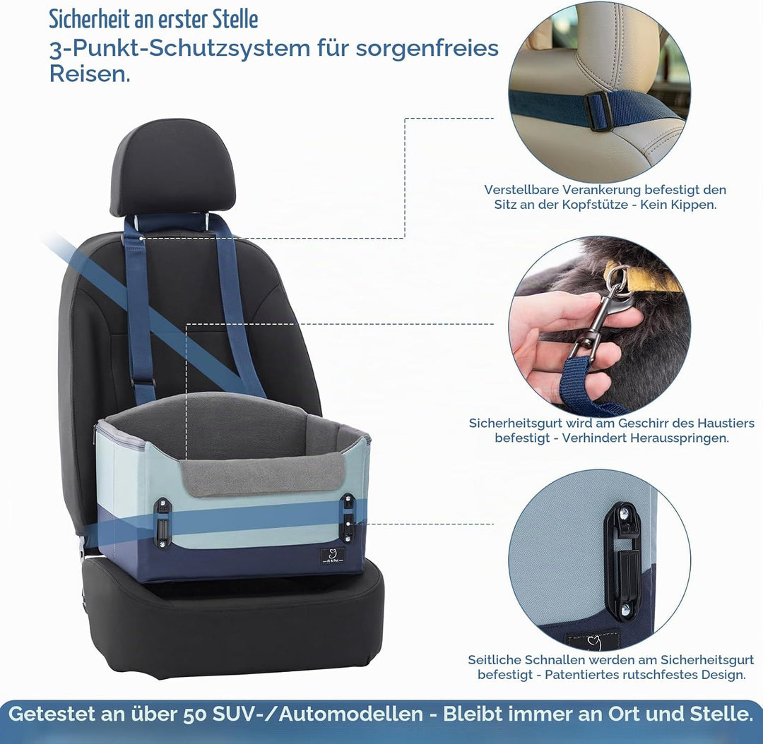 A 4 Pet Hunde Autositz Erhöht, Hundesitz Auto Rückbank, Hundeautositz Hundesitz Kleine Hunde mit pat