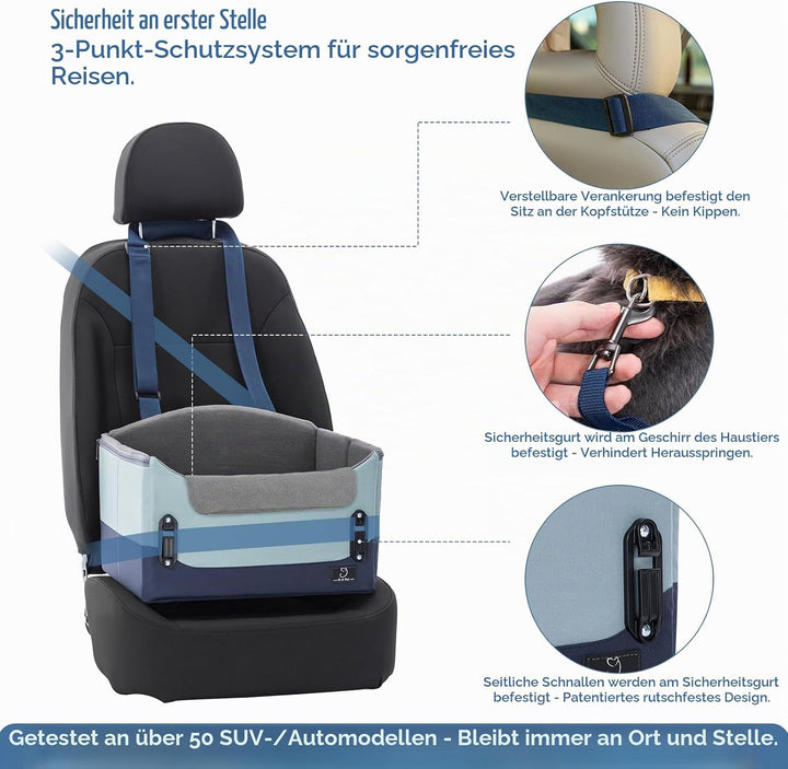 A 4 Pet Hunde Autositz Erhöht, Hundesitz Auto Rückbank, Hundeautositz Hundesitz Kleine Hunde mit pat