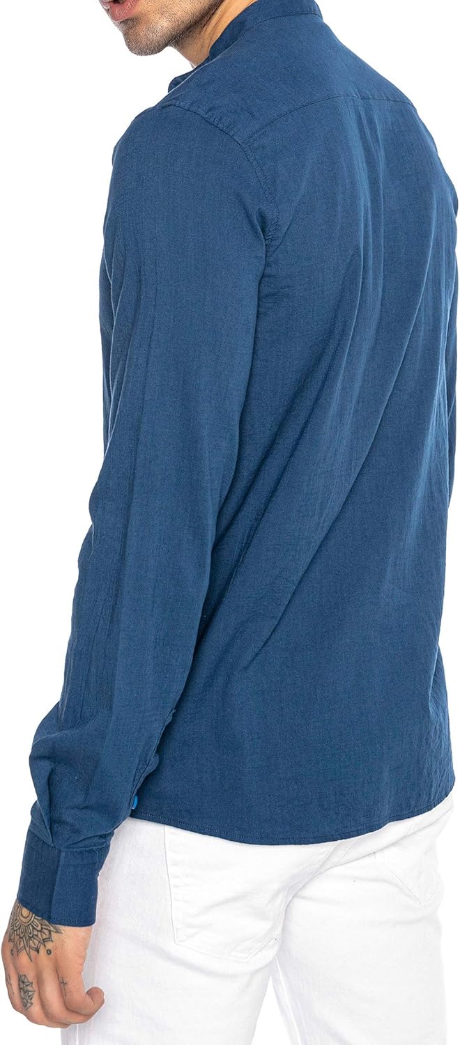 Redbridge Elegantes Herren Leinenhemd Langarm Casual Baumwolle M Blau, M Blau