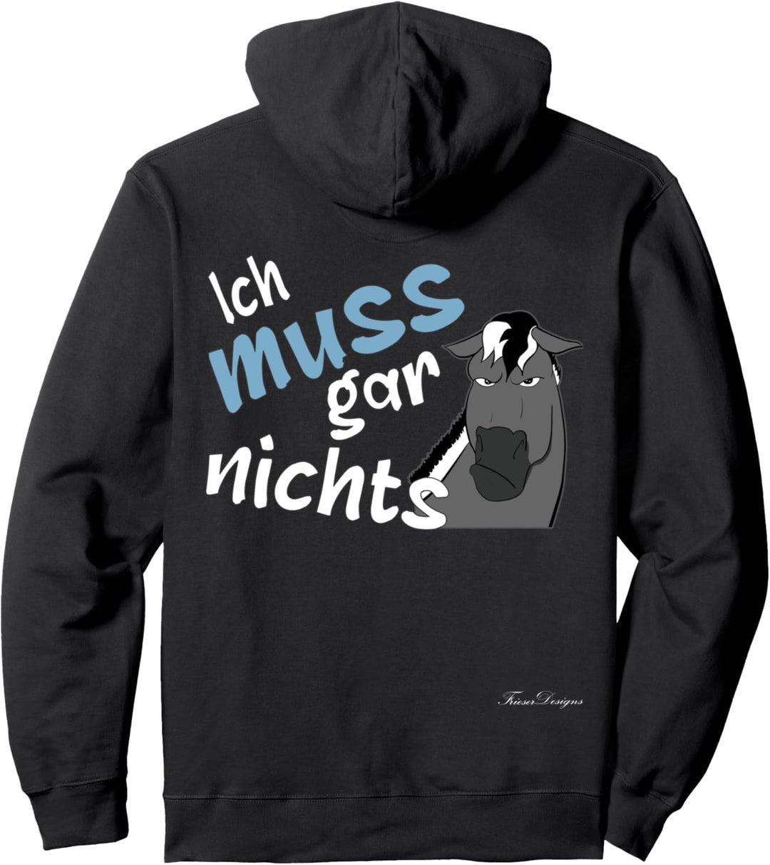 Ich muss gar nichts Lustiges graues Norwegisches Fjord Pferd Pullover Hoodie