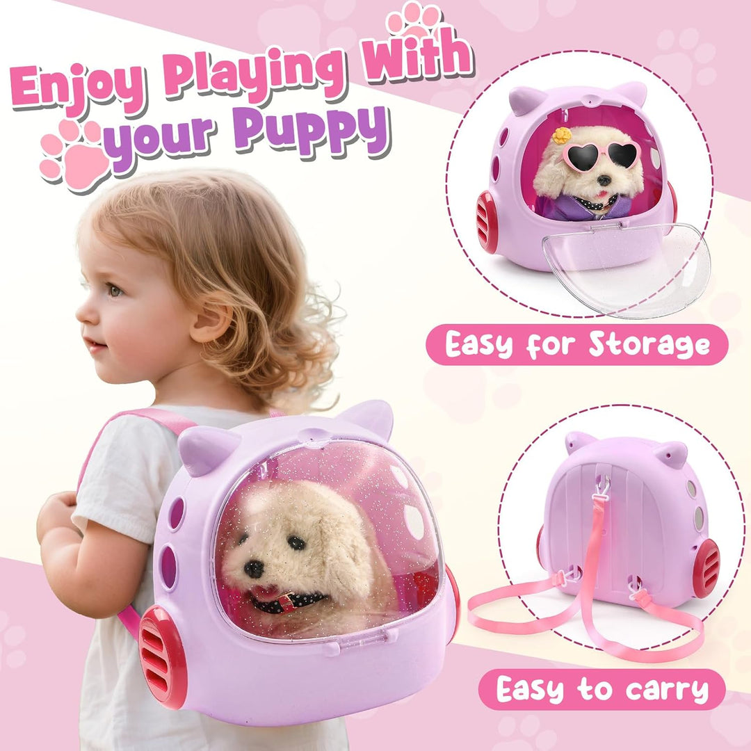 Tacobear Hund Spielzeug Kinder der Läuft und Bellt, Elektrischer Plüsch Hund mit Leine Hundekäfig Hu