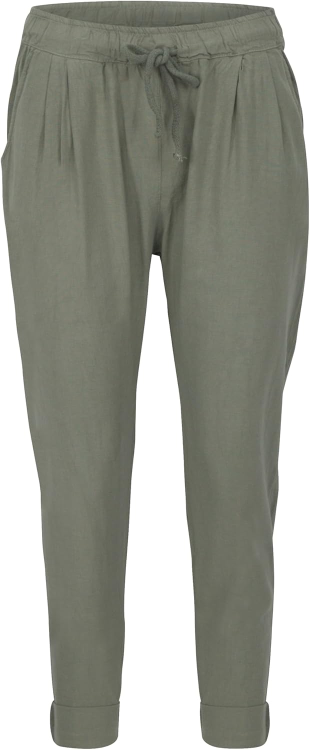 Malito Damen Hose aus Leinen | Stoffhose in Unifarben | Freizeithose für den Strand | Chino - Joggin