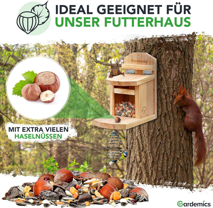 Gardemics Eichhörnchen Futter mit extra vielen Haselnüssen [2kg] I Artgerechtes Eichhörnchenfutter o