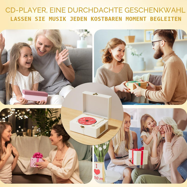 Yintiny Wiederaufladbarer CD-Player aus Leder mit Lautsprechern; Bluetooth-Sender; Festival-Geschenk