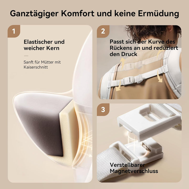 Babytrage mit Hüftkissen, 2-in-1 Verstellbar &amp; Abnehmbar, Atmungsaktiv &amp; Einfach zu Tragende Tragehi