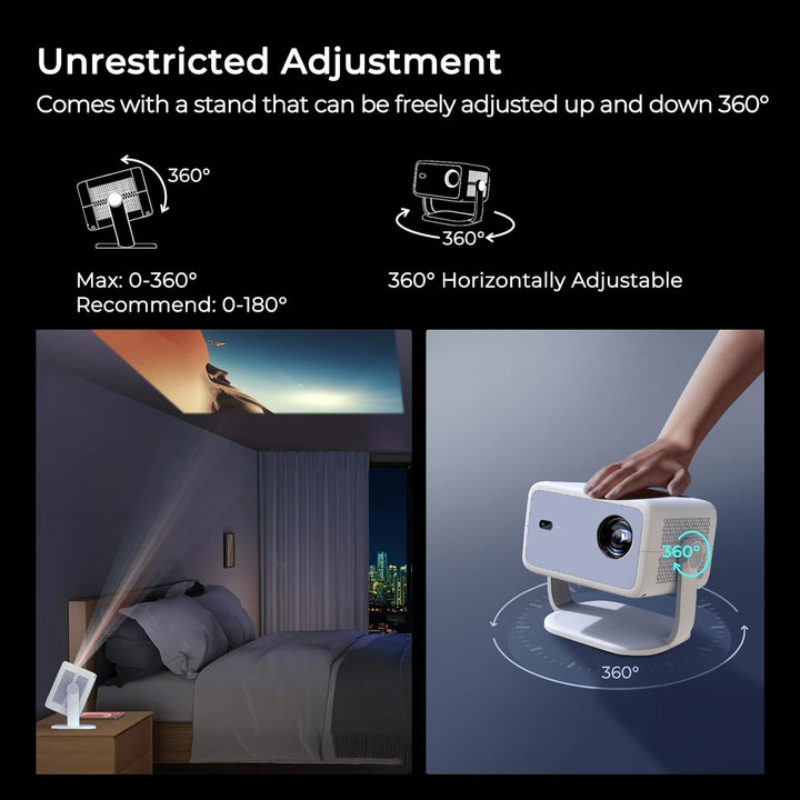 Smart Beamer Integrierte Apps 12000 Lumens Native 1080P 4K kompatibel, Autofokus Keystone Mini Proje