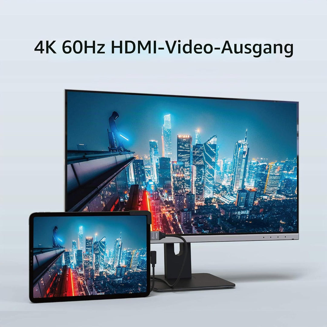 j5create USB C Hub- 6-in-1 Reise-Dockingstation mit HDMI 4K@60Hz, USB C 100W PD-Ladegerät und USB A