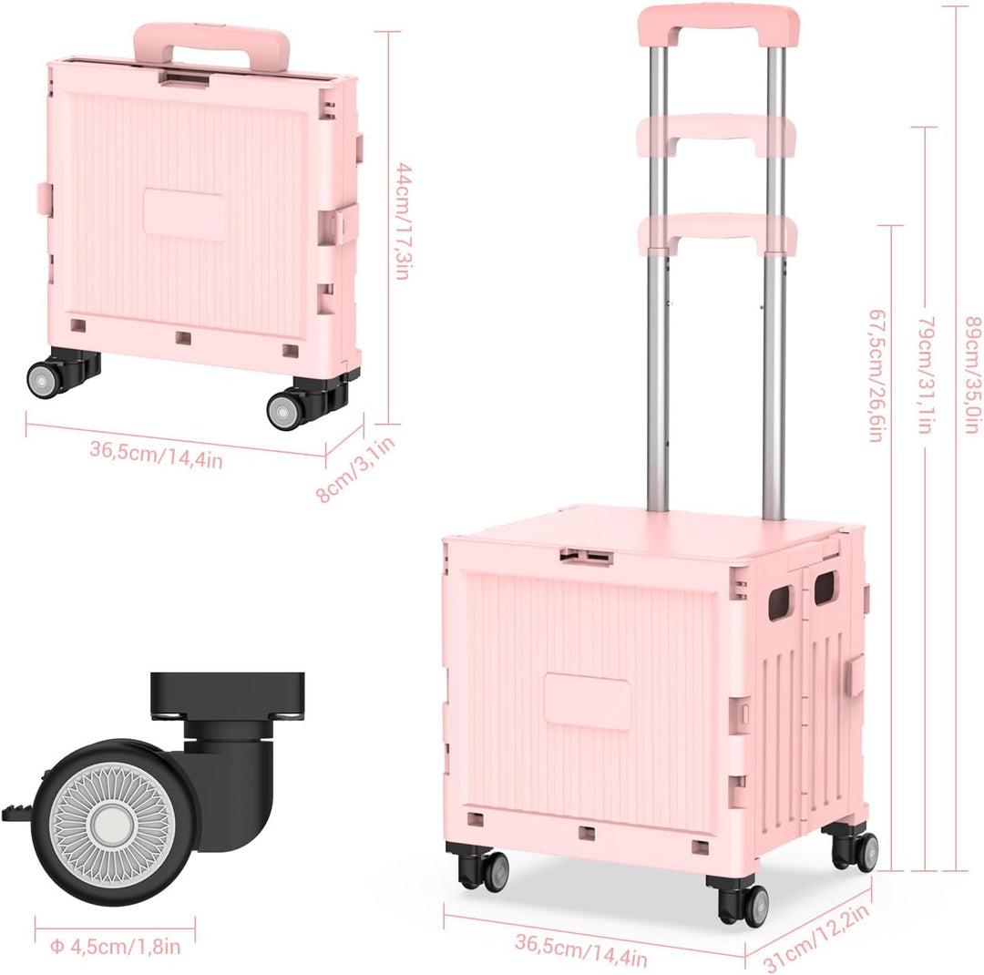 Meisax Einkaufstrolley klappbar, Einkaufswagen bis 30 kg, Transportbox mit 4 Rollen, Shopping Trolle