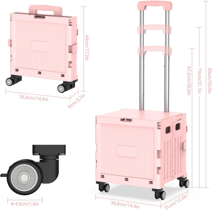 Meisax Einkaufstrolley klappbar, Einkaufswagen bis 30 kg, Transportbox mit 4 Rollen, Shopping Trolle