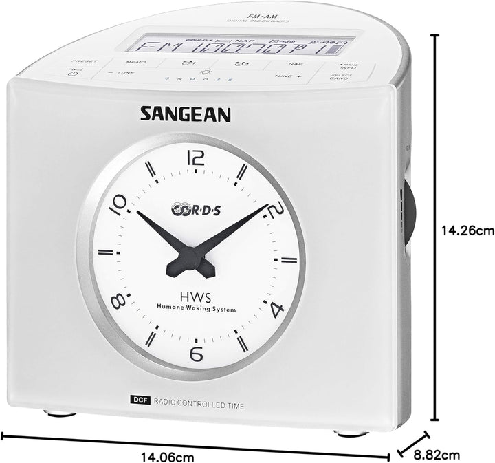 Sangean RCR9WEISS RCR-9 Digital Uhrenradio (DSP Tuner, LCD-Display, AM/FM-stereo) weiss