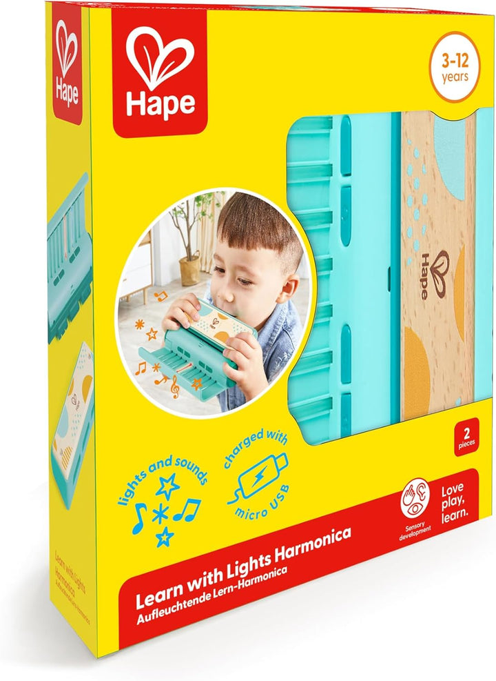 Hape Leuchtende Lern-Harmonica | Mundharmonika Musikspielzeug mit Licht für Kinder | ab 3 Jahren, Bl