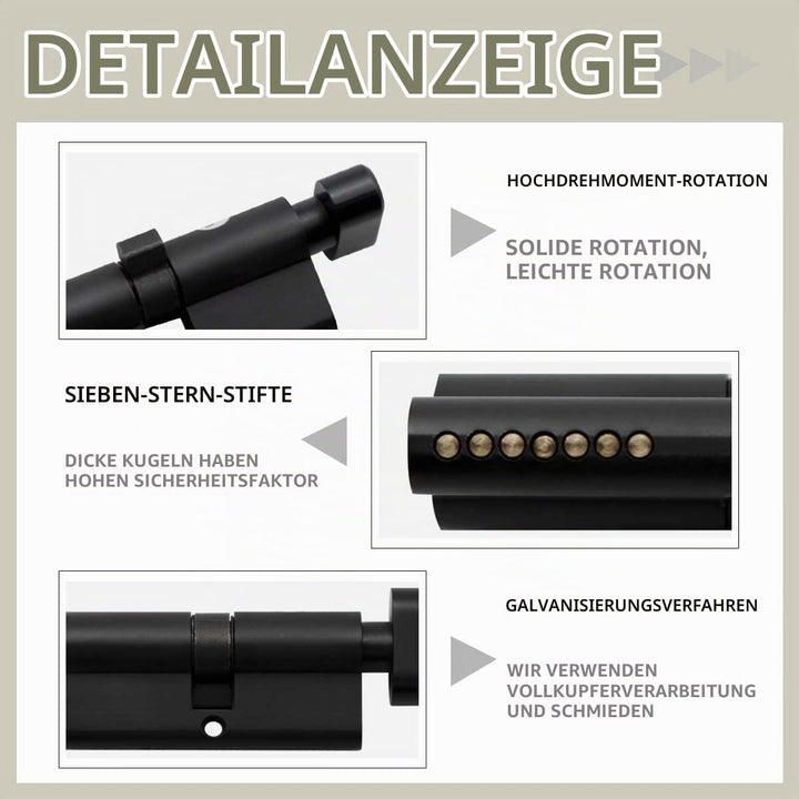 Bwintech 1 Stück 45/50Tmm Euro Messingzylinder, 95mm Knauf/Schlüssel zylinderschloss mit 5 horizonta
