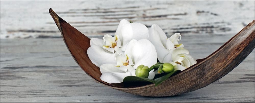 artissimo, Glasbild XXL, 125x50 cm Querformat, AG5407A, Blumen und Natur: Schale mit Orchideen, Bild