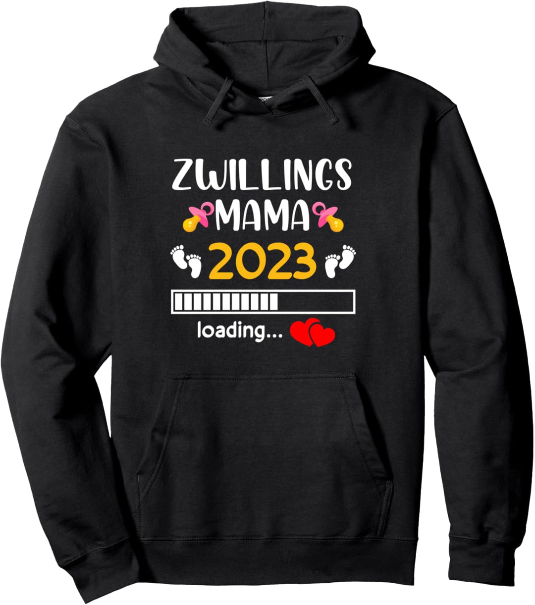 Zwillingsmama 2023 Mama Loading Schwangerschaft Zwillinge Pullover Hoodie
