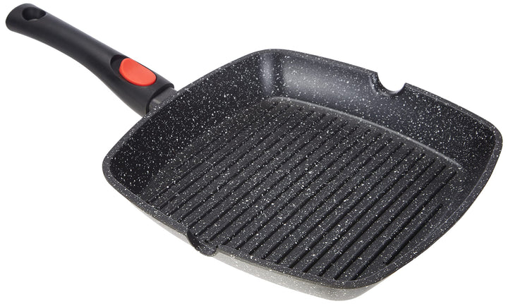 Kamberg – 0008029 – Grillpfanne 28 נ28 cm – Abnehmbarer Griff – Aluminiumguss – Beschichtung in Stei