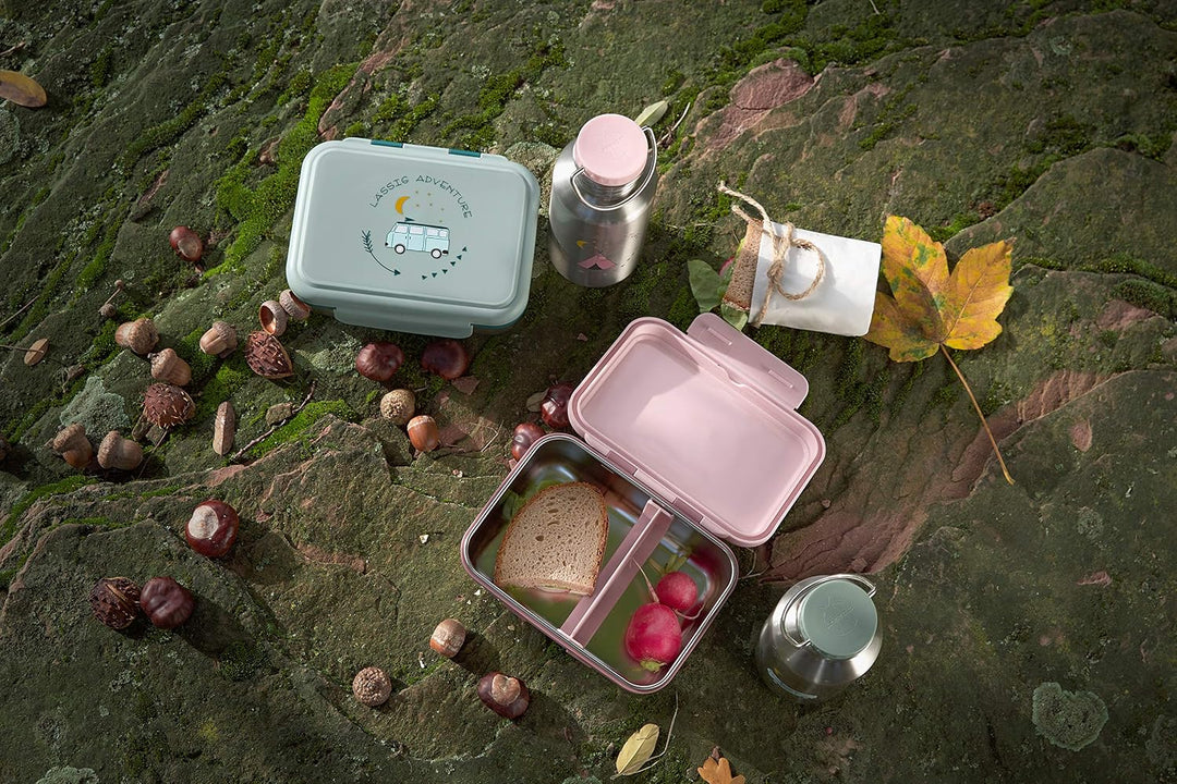 LÄSSIG Kinder Brotdose Edelstahl Lunchbox Frühstücksbox nachhaltig Kindergarten Schule/Adventure Tip