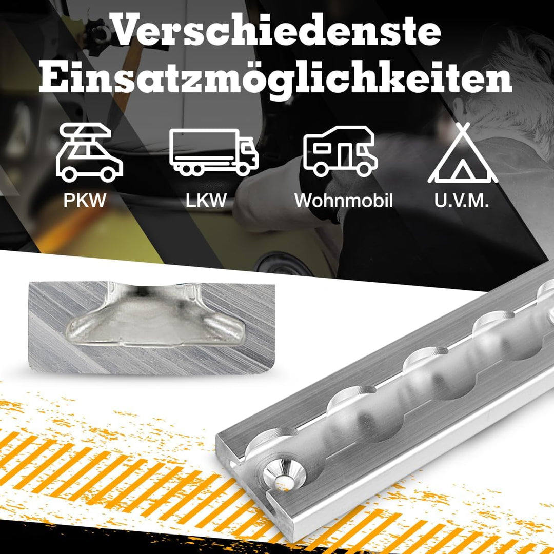 Safetytex Alu Zurrschiene eckige Form mit Bohrungen Airlineschiene 20mm Löcher Ladungssicherung LKW