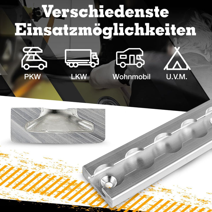 Safetytex Alu Zurrschiene eckige Form mit Bohrungen Airlineschiene 20mm Löcher Ladungssicherung LKW