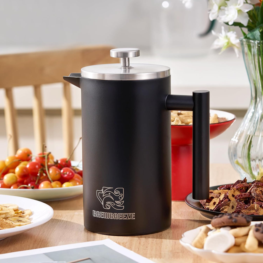 French Press Kaffeebereiter, Thermo, Kaffeepresse, für Filterkaffee, 1 Liter - 5 Tassen, doppelwandi