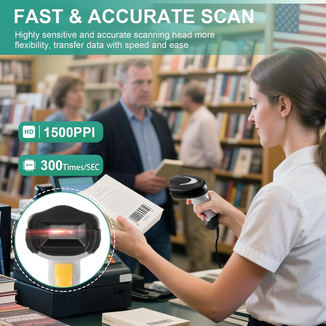 Barcode Scanner, Handheld QR-Code-Scanner USB-Kabelverbindung 1D 2D & PDF417 Datenmatrix Automatisch