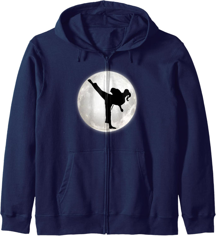 Taekwondo Mädchen im Mond für Mädchen The Kick Kapuzenjacke
