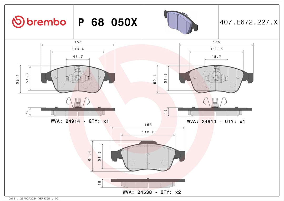 BREMBO P 68 050X Bremsbeläge