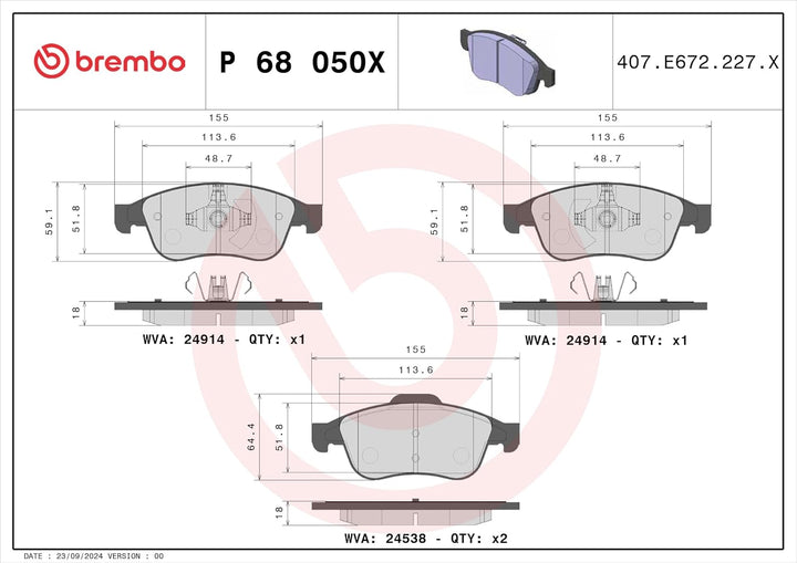 BREMBO P 68 050X Bremsbeläge