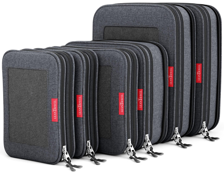 LeanTravel Kompressionswürfel Gepäckorganizer für Reisen mit Doppelreissverschluss (3) Set LeanTrave