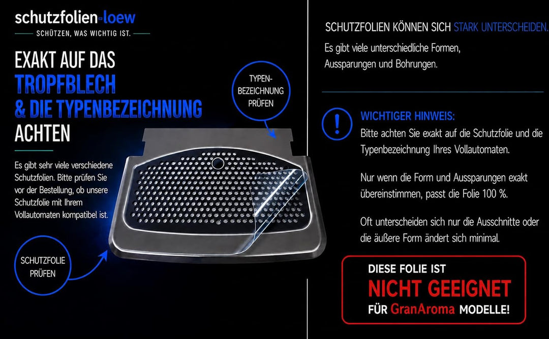 Schutzfolie für Saeco Xelsis SM7580 - SM7581 - SM7583 - SM7680 - SM7682 - SM7683 - SM7684 - SM7686 -
