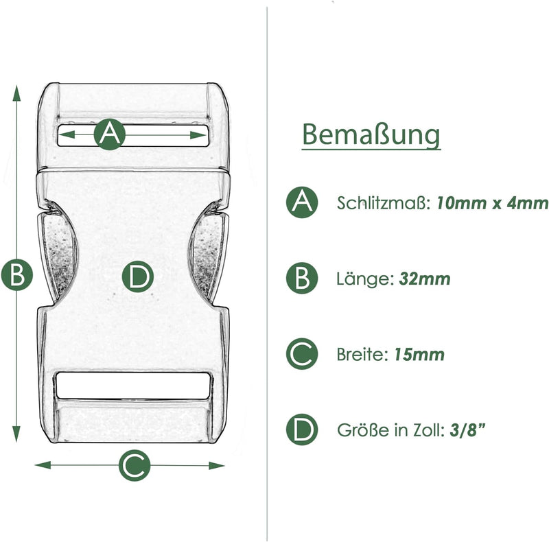 Metall-Klickverschluss Alumaxx, 8er Set, 3/8" / Klippverschluss/Steckschliesser / Steckverschluss fü