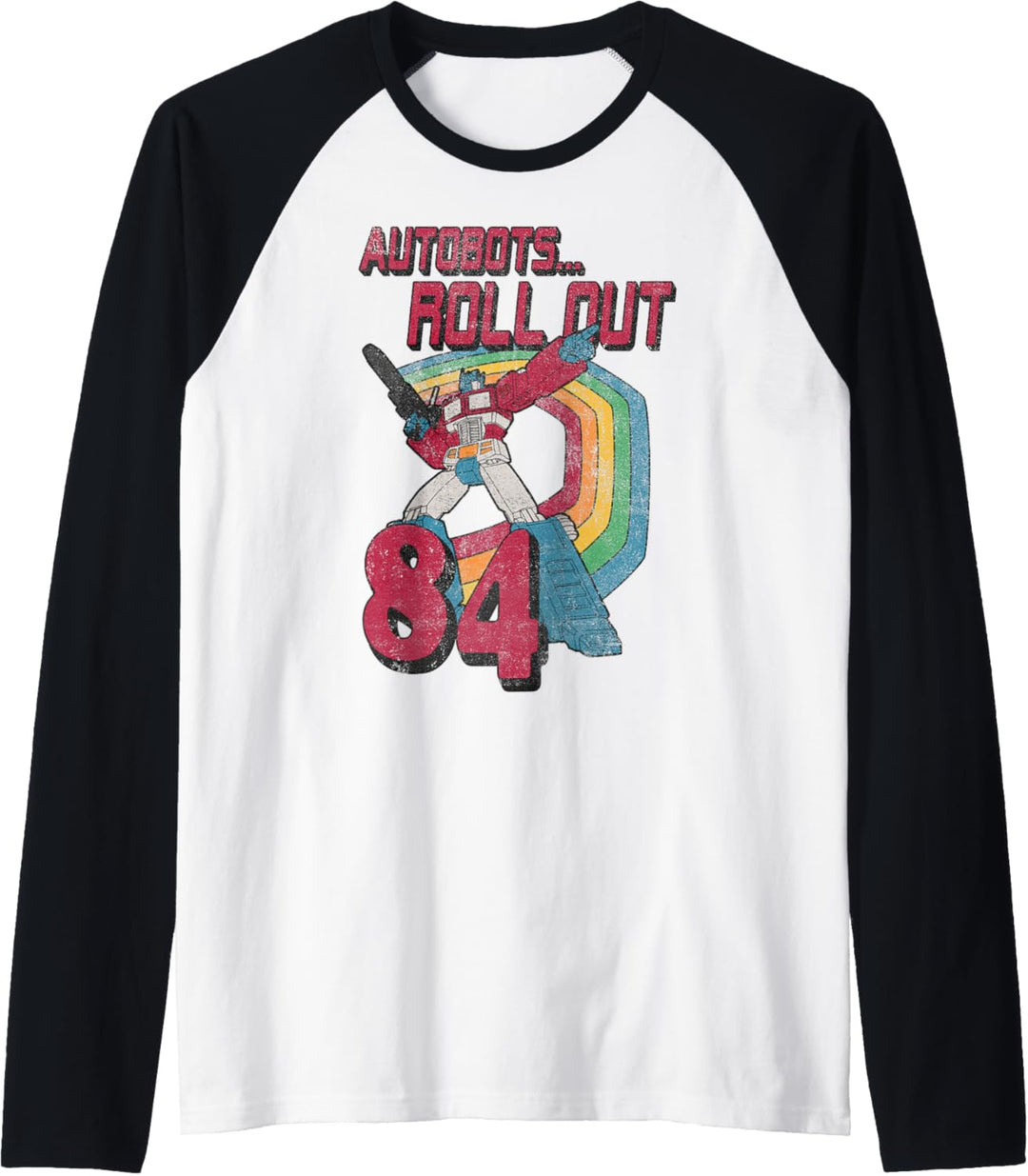 Transformers Autobots Retro Roll Out 84 Rainbow Stripe Raglan