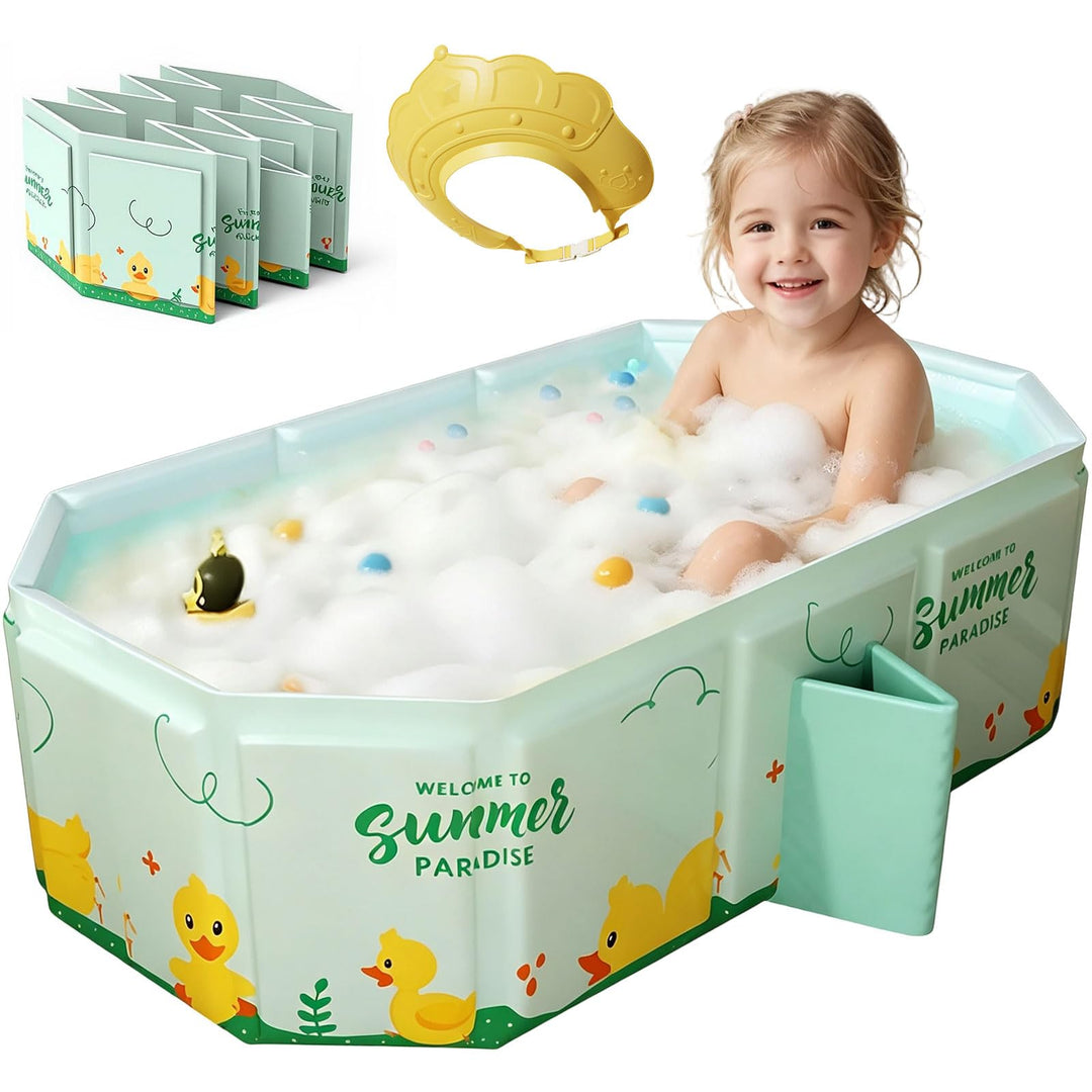 Grosse Faltbare Badewanne für Kinder - Tragbare Badewanne Kleinkindbadewanne mit doppelten Aussagen