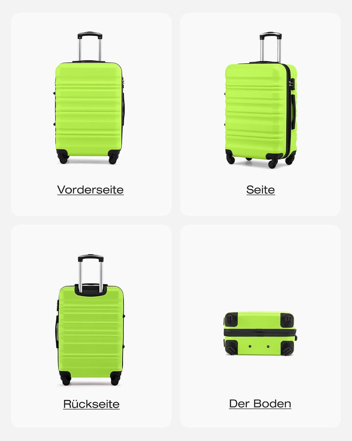 COOLIFE Hartschalen-Koffer Trolley Rollkoffer Reisekoffer mit TSA-Schloss und 4 Rollen (Grün, Grosse