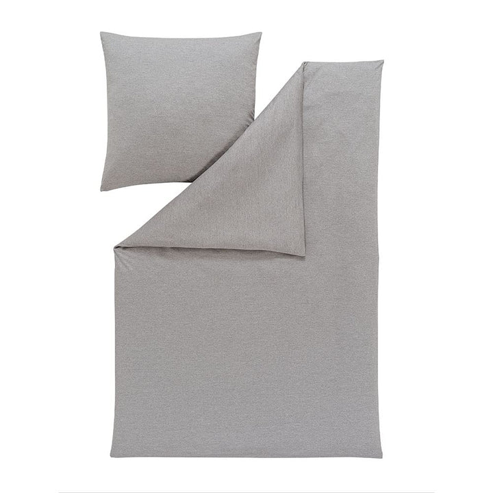 ESTELLA Bettwäsche Takoma | Grau | 135x200 + 80x80 cm | bügelfreie Interlock-Jersey-Qualität | pfleg