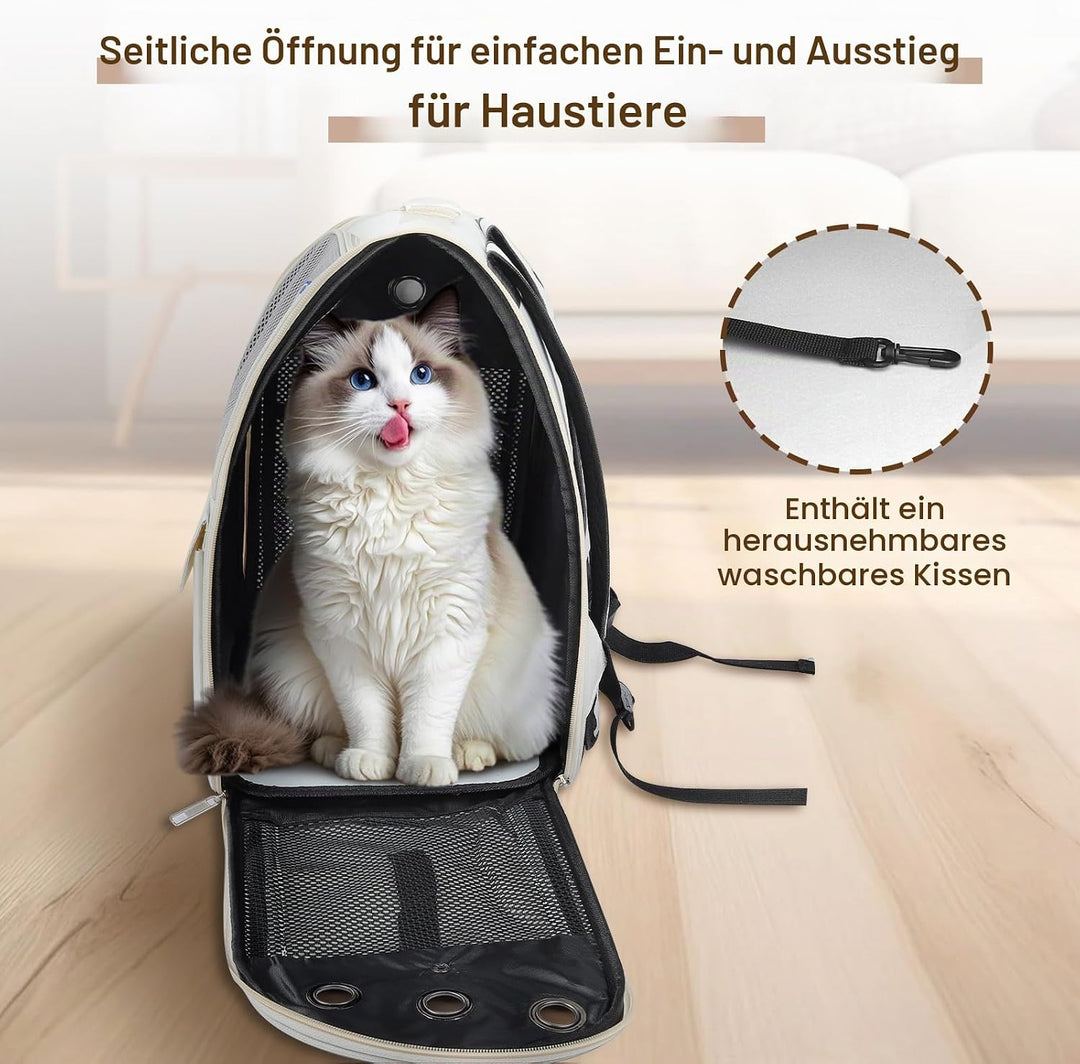 Haustier Rucksack für Katzen &amp; Kleine Hunde,Atmungsaktiver Tragbare Katzenrucksack mit Sichtfenster,