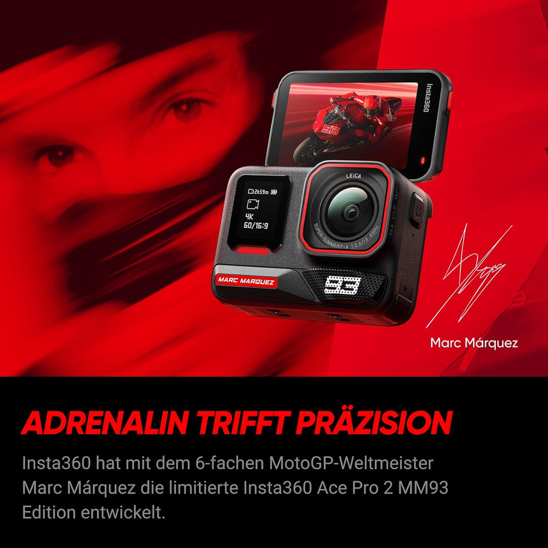 Insta360 Ace Pro 2 MM93 Edition - 8K Action-Kamera aus Kooperation mit Marc Márquez, Motorradkamera,
