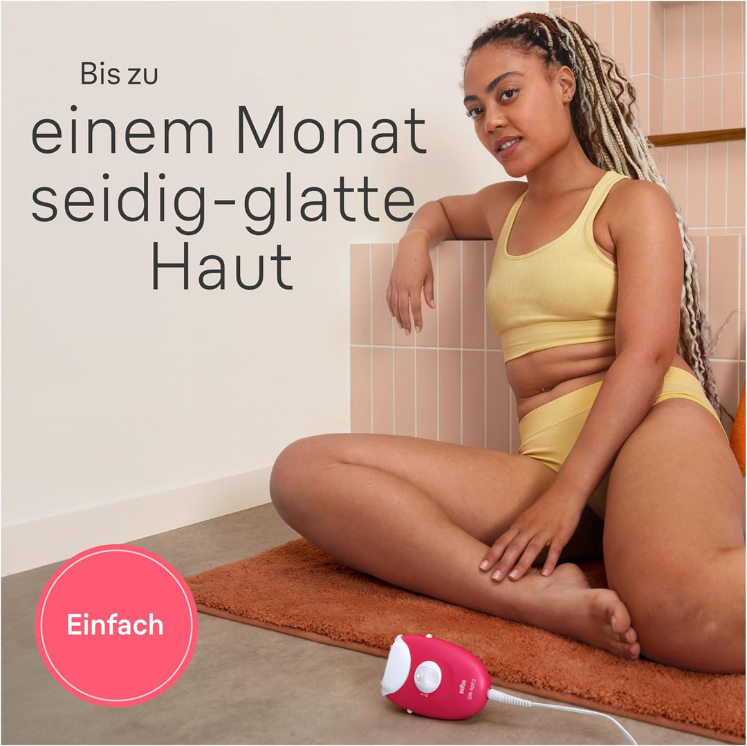 Braun Silk-épil 3, kabelgebundener Epilierer Damen für Haarentfernung, Rasieraufsatz und Trimmeraufs