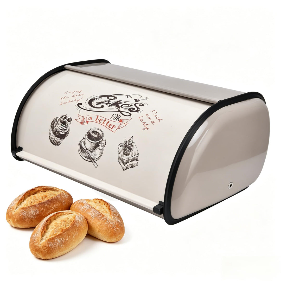 Natudeco Grosser Brotkasten, Brot-Organizer, Cupcake-Spender, Metall-Brothalter Mit Rolldeckel-Tür,