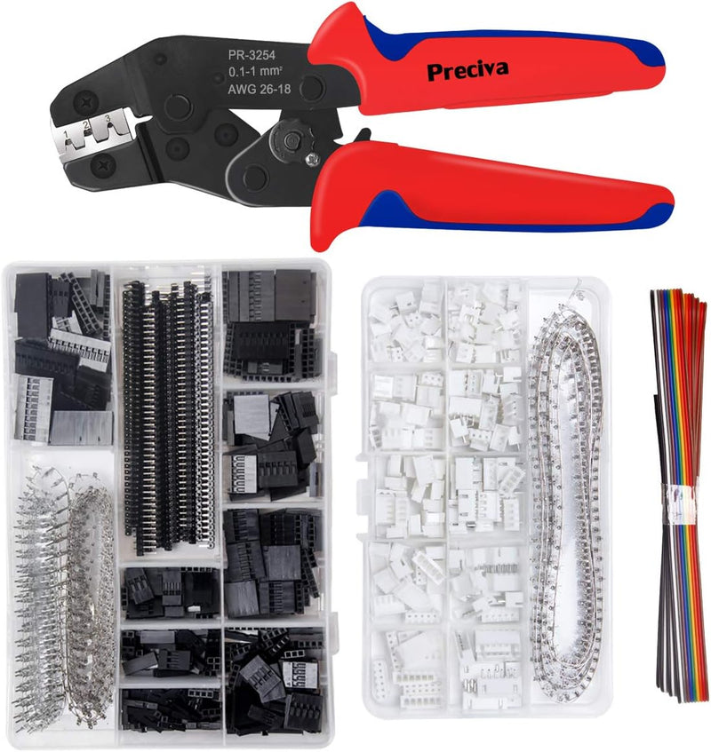 Crimpzange Dupont Stecker Set - Preciva 1550 pcs 2,54 mm Dupont Steckverbinder und Crimp Pins, 460 p