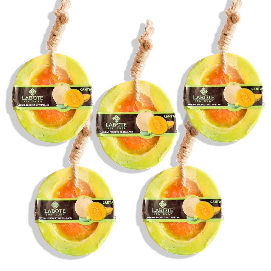 LABOTE Handgemachte thailändische Bio Naturseife Honig Melone mit typischem Duft, 5 Stück Honigmelon