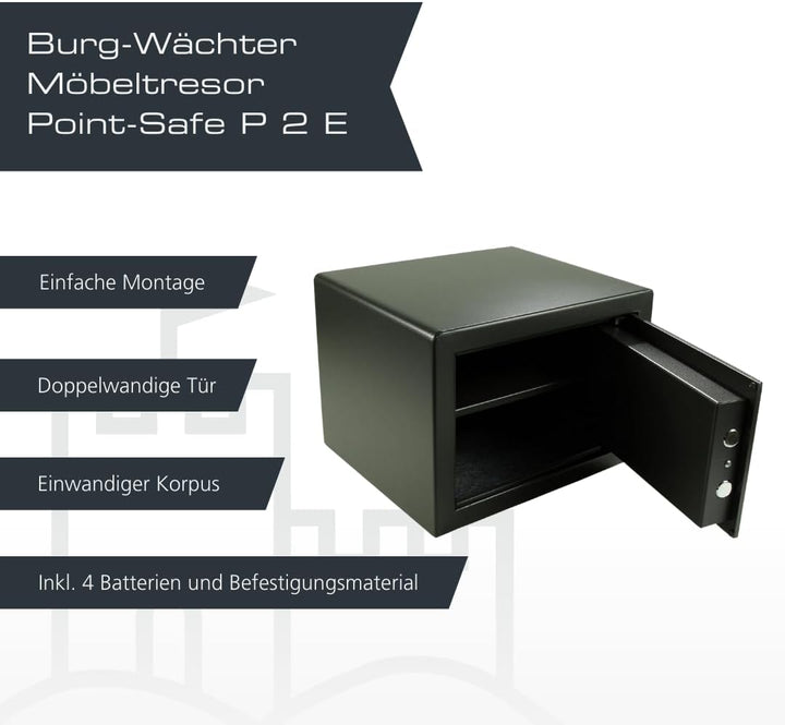 BURG-WÄCHTER Möbeltresor mit elektronischem Zahlenschloss, inkl. Fachboden, Doppelwandige Tür, 20,5